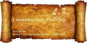 Landenberger Klára névjegykártya